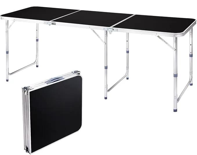 Outvita 6ft Portable Folding Camping Table, Outdoor Waterproof Adjustable Height Table, Aluminum Lightweight Suitcase Foldable Table for Picnic BBQ Beach Dining by GreenHaven Gardens