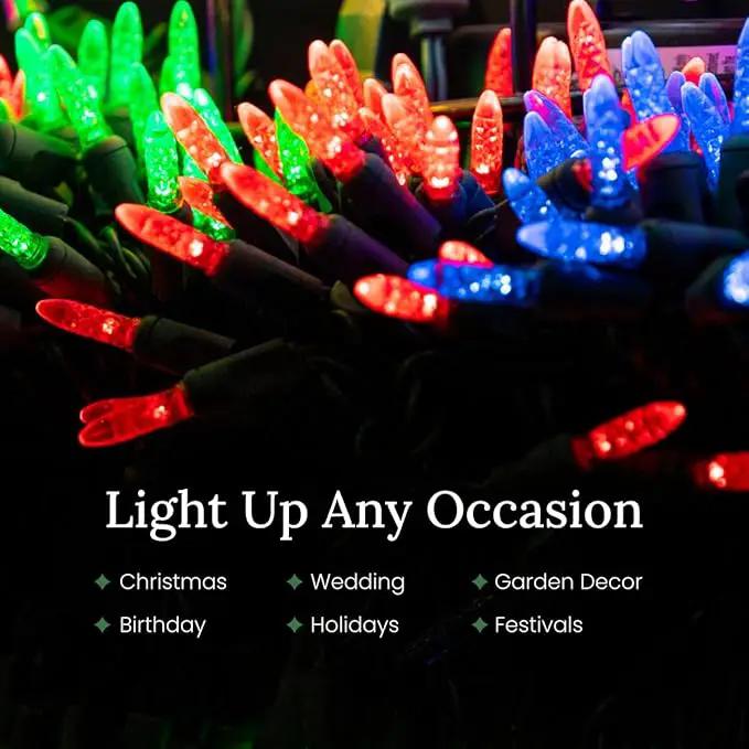 Pro Christmas M5 LED Holiday Lights - 70 Bulbs, 23.3ft - Professional Grade Indoor Outdoor Diamond Cut Sparkle Light Strings for Home Decorations and Christmas Trees - Blue by GreenHaven Gardens