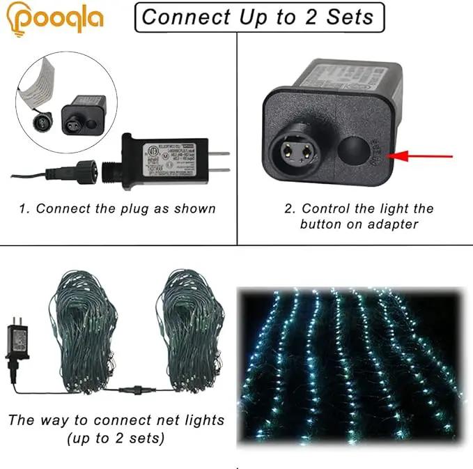 Pooqla Net Lights, 300LED Christmas Outdoor Mesh Light, 14.8x4.9 ft Fairy String Mesh Light 8 Modes Green Wire, Connectable Waterproof Decorative Light for Bushes Tree Garden Halloween, Cool White by GreenHaven Gardens
