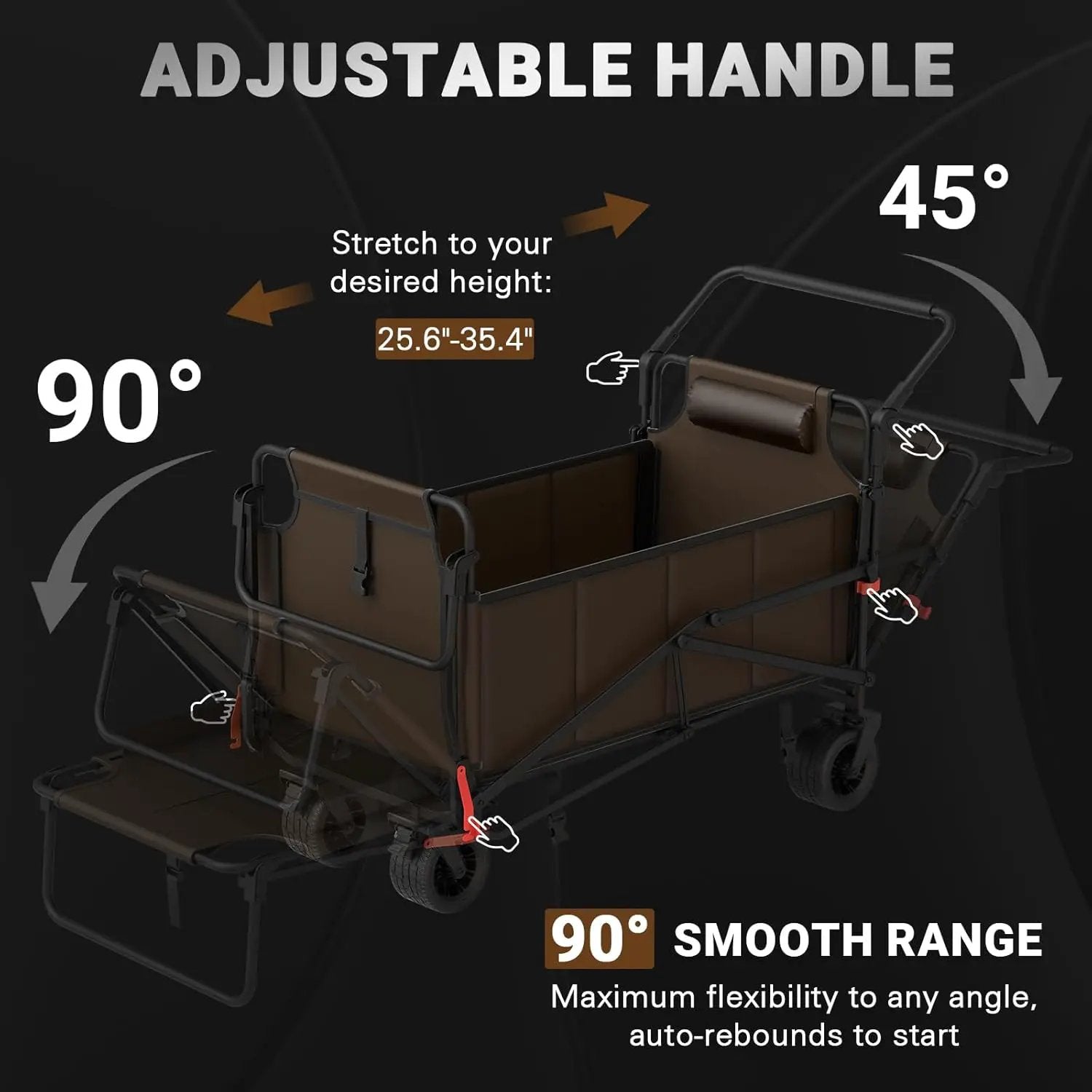 LEVELEVE Heavy Duty Folding Wagon - 2-in-1 Collapsible Cart, 650lb Capacity, All-Terrain Wheels w/Brakes & Side Pockets (Brown) by GreenHaven Gardens