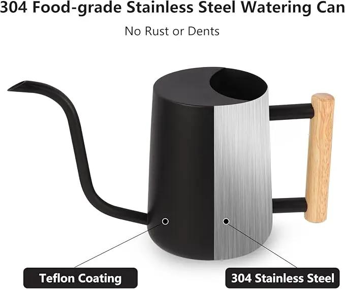 Plant Watering Can,35oz Metal Watering Can,Stainless Steel Watering Can Indoor Plants with Long Curved Spout,Small Watering Can for Indoor Plants,Bonsai Outdoor Garden Modern Decorative(Black) by GreenHaven Gardens
