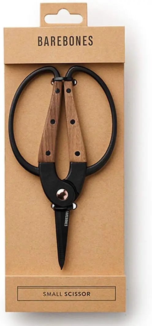 Barebones Garden Scissors - Walnut Scissors - Garden Supplies and Indoor Plant Accessories - Plant Shears with Wide Handles - Comfortable Fit Trimming Shears (Small) by GreenHaven Gardens