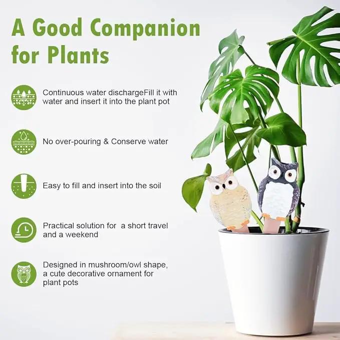 Self Watering Spikes, Self Watering Globes, Owl Shape Plant Watering Device, Terracotta Plant Watering Stakes, Automatic Watering Spikes for Indoor Outdoor Plants 4 Packs by GreenHaven Gardens