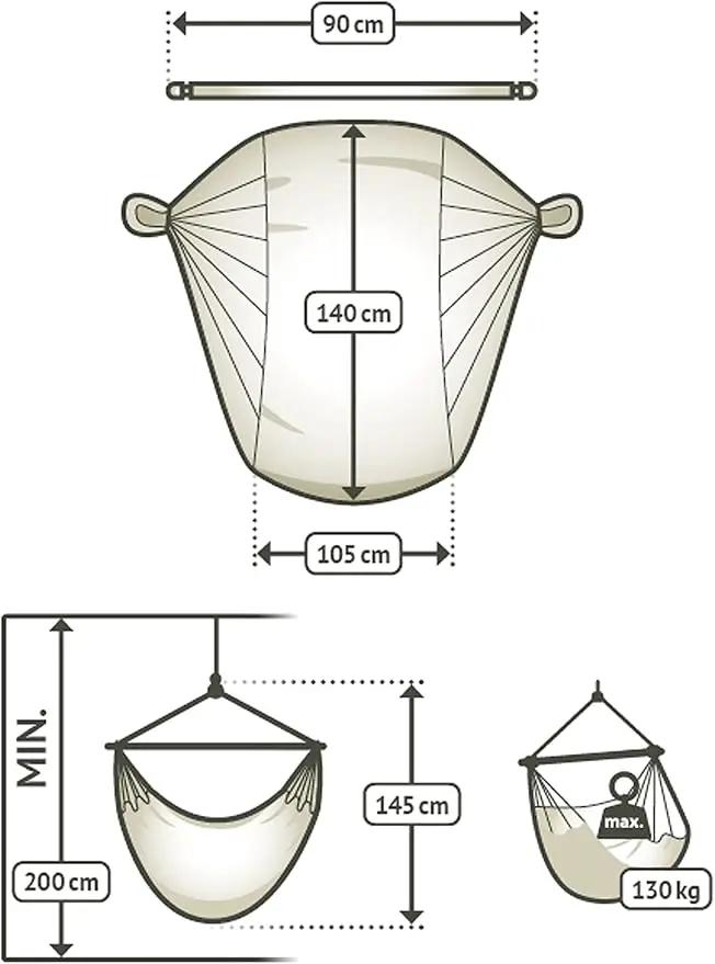 LA SIESTA® - Medium Basic Domingo Hammock Chair & TreeMount - Weather & Tear Resistant Hanging Chair w/Suspension Kit for Trees Beams & Posts - Bedroom Patio Outdoor Indoor Hammock Chair - Sea Salt by GreenHaven Gardens