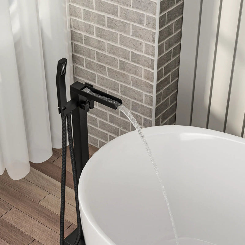 Freestanding Bathtub Faucet With Waterfall Tub Filler And Hand Shower by HouseOfZazla
