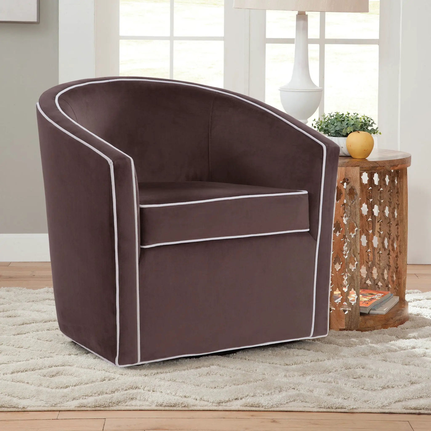 Kendall - Swivel Chair With Barrel Back Design by HouseOfZazla