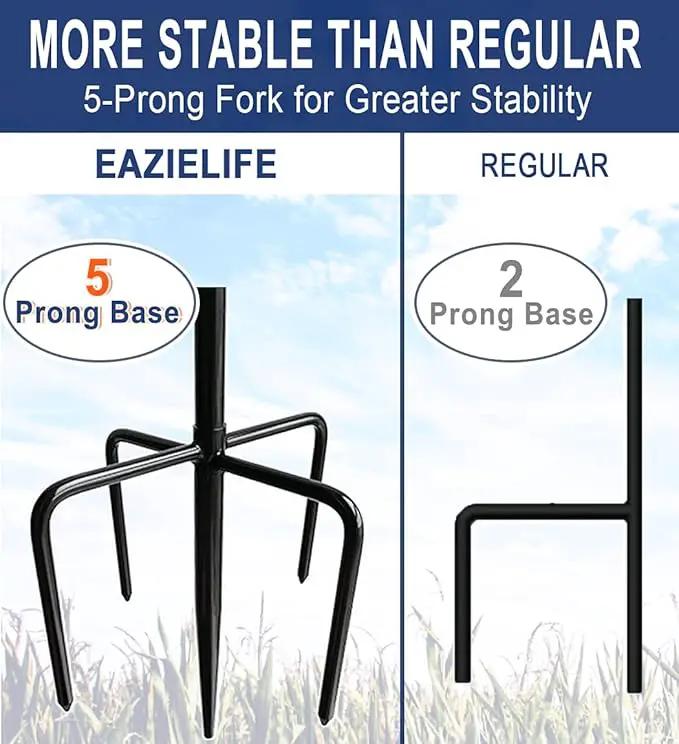 Shepherds Hook for Outdoor Bird Feeders Pole 76 Inch Tall, Adjustable Heavy Duty Garden Hanger Stake Pole with 5 Prong Base, Shiny Black (2 Packs) by GreenHaven Gardens