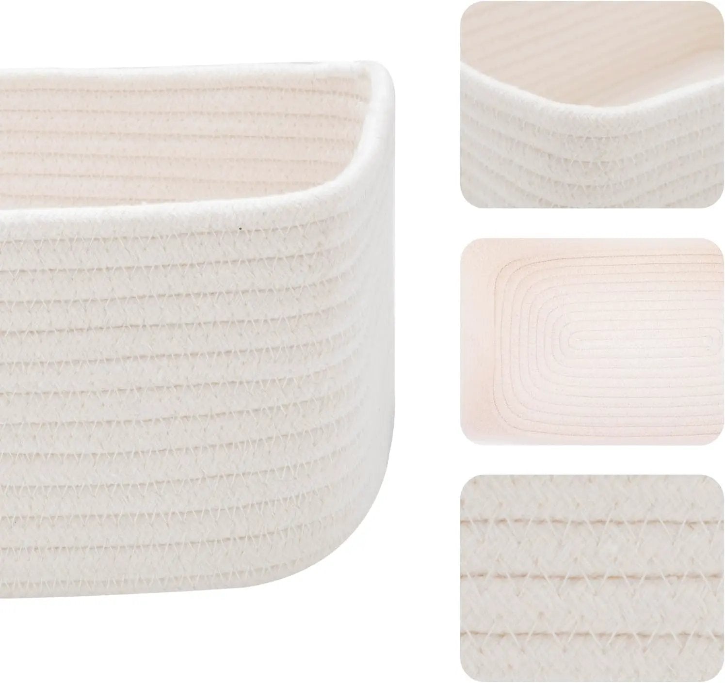 Small Storage Baskets for Organizing | Closet Organizer Bins | Shelf Toy Basket | Woven Rope Baskets | Cube Decorative Box | Shallow Basket | 11.5x7.5x4.7” | 3 Packs Off White by GreenHaven Gardens