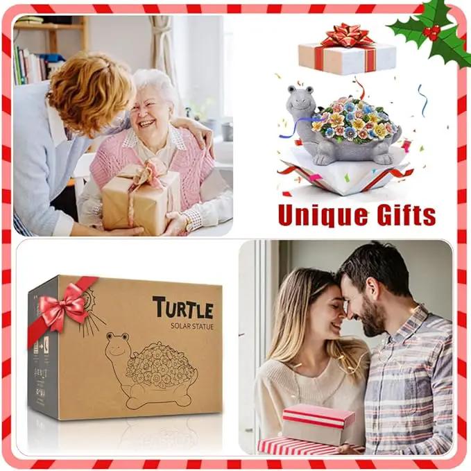 Solar Turtle Garden Decor with Flowers: Outdoor Clearance Statues Lights for Outside Lawn Ornaments Porch Patio Balcony Yard – Birthday Gifts for Mom Grandma Women by GreenHaven Gardens
