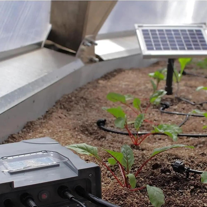 AEO Solar-Powered Automatic Watering Drip Irrigation System, 50 Drippers, 155 ft for Balcony Greenhouse Raised Garden Bed by GreenHaven Gardens