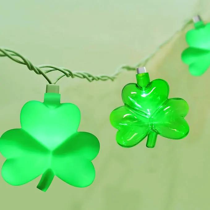 8.5Ft Shamrock String Lights, St Patrick's Day Decorations Light with 10 LED Green Lucky Clover Lights Outdoor Waterproof, UL Certified for Home Garden St. Patrick's Day Party Decorations, White Wire by GreenHaven Gardens