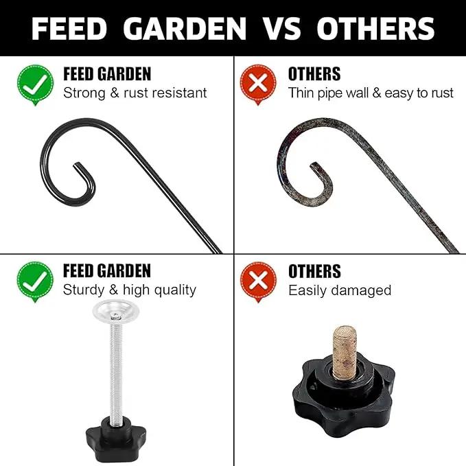 FEED GARDEN 31 Inch Heavy Duty Deck Hook for Railing 2 Pack, Non-Slip Clamp, 360 Degree Swivel, for Hanging Bird Feeders, Plants, Lanterns, Suet Baskets, Wind Chimes, Black by GreenHaven Gardens