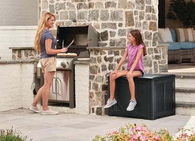 Rubbermaid Medium Resin Outdoor Storage Deck Box (74 Gal) Weather Resistant Brown Deck Organization for Home/Backyard/Pool Chemicals/Toys/Garden Tools/Porch/Patio Cushions by GreenHaven Gardens