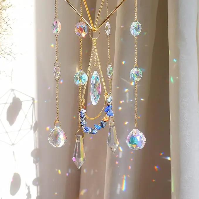 Lapis Lazuli Crystal Suncatcher-Window Hanging Garden Suncatcher Healing Blue Crystal Rainbow Maker Handmade Indoor Outdoor Car Charm Garden Decor by GreenHaven Gardens