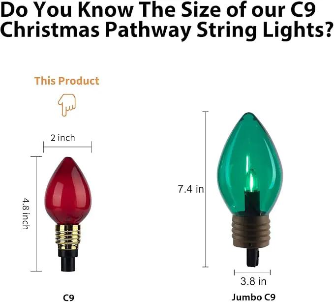 C9 Christmas Pathway Lights Outdoor-17.4 Ft 10 Lights C9 Walkway Lights Waterproof for Ground Sidewalk Driveway Yard Outdoor Christmas Decorations by GreenHaven Gardens