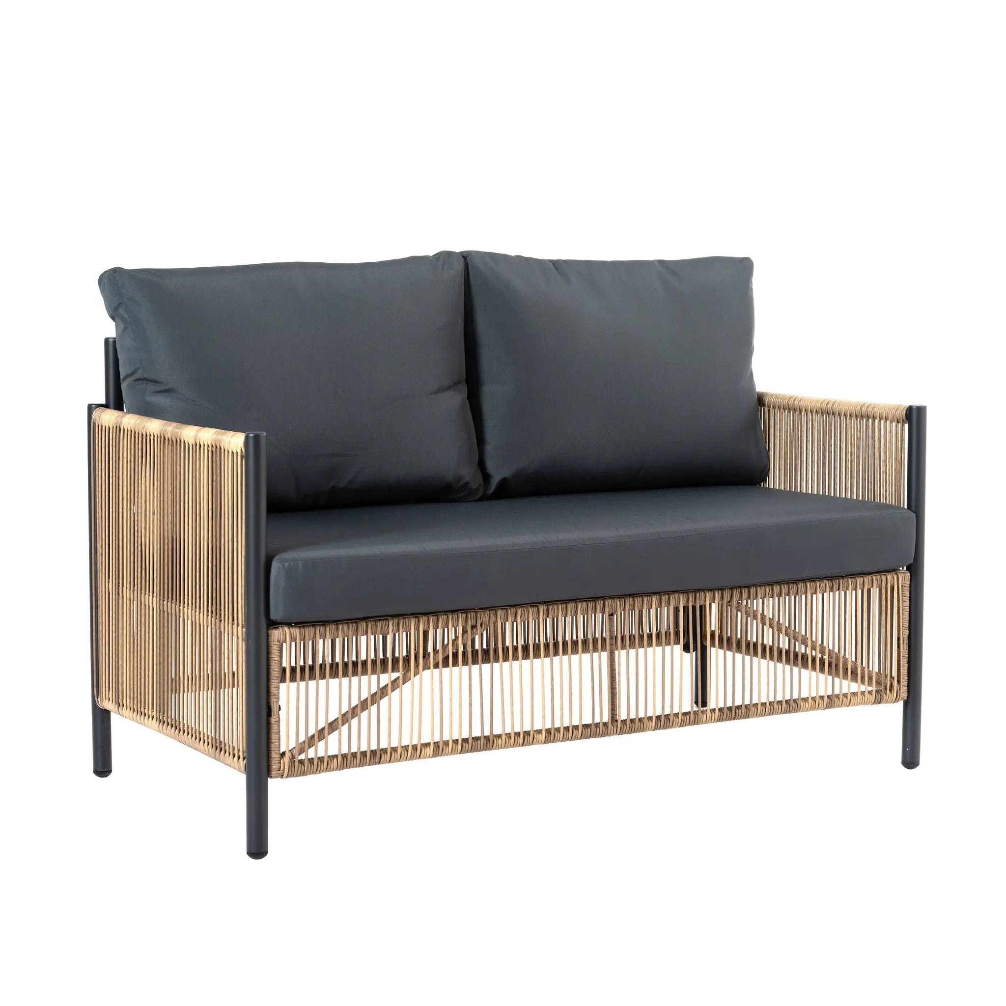 Patio 6-Piece Brown PE Wicker Sofa Set with Grey Cushions by HouseOfZazla
