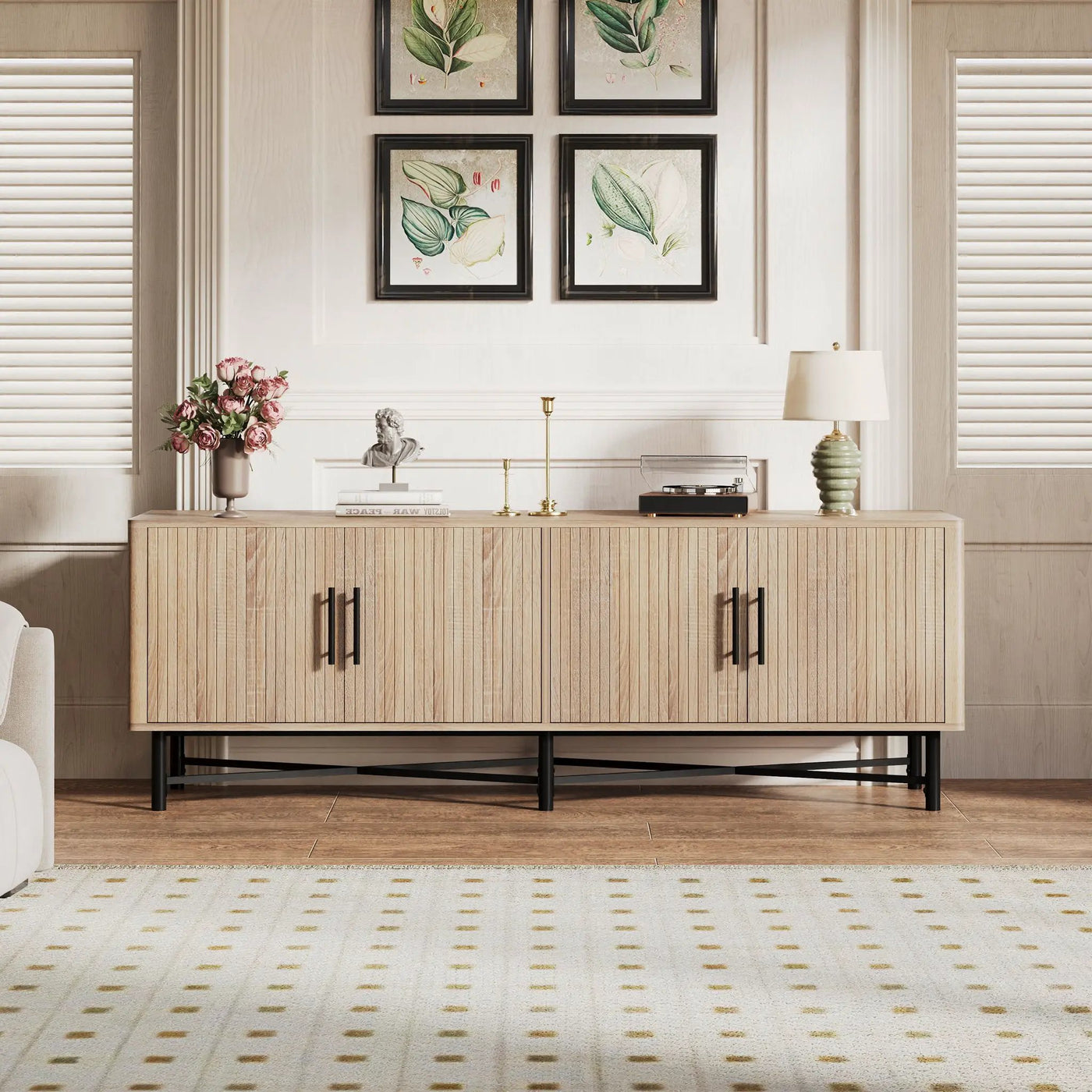 4 Door TV Cabinet with Adjustable Shelves and Storage Spaces by HouseOfZazla