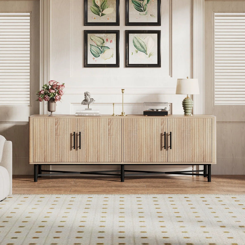 4 Door TV Cabinet with Adjustable Shelves and Storage Spaces by HouseOfZazla