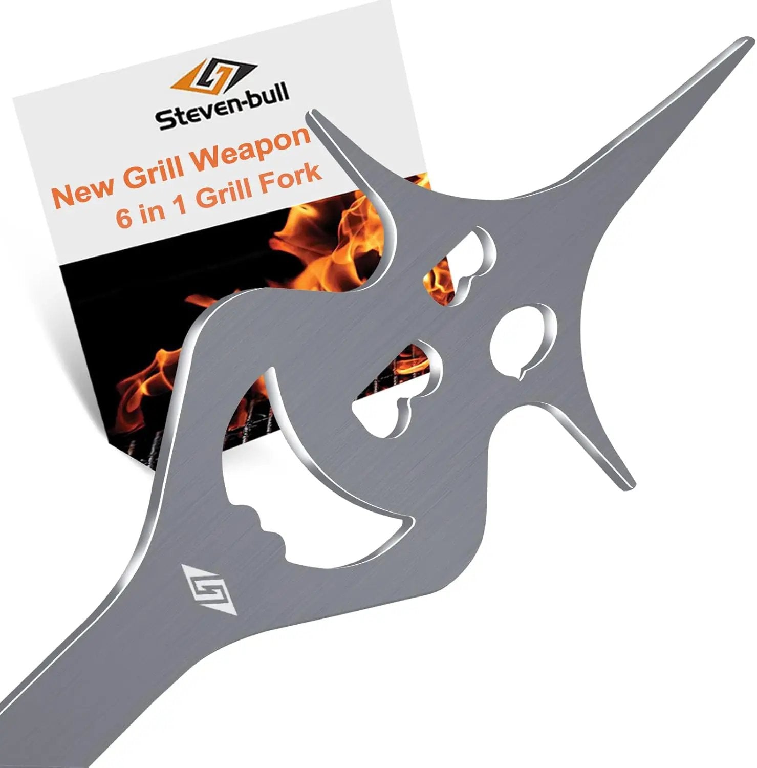 BBQ Grill Accessories for Gas Grill Charcoal Grill, 6 in 1 Grill Tools for Outdoor Barbecue Grill, 14 Inch Grill Utensils, Unique Gill Fork, Dad Gifts, Father's Day Gifts, Gifts for Men, Dad, Husband by GreenHaven Gardens