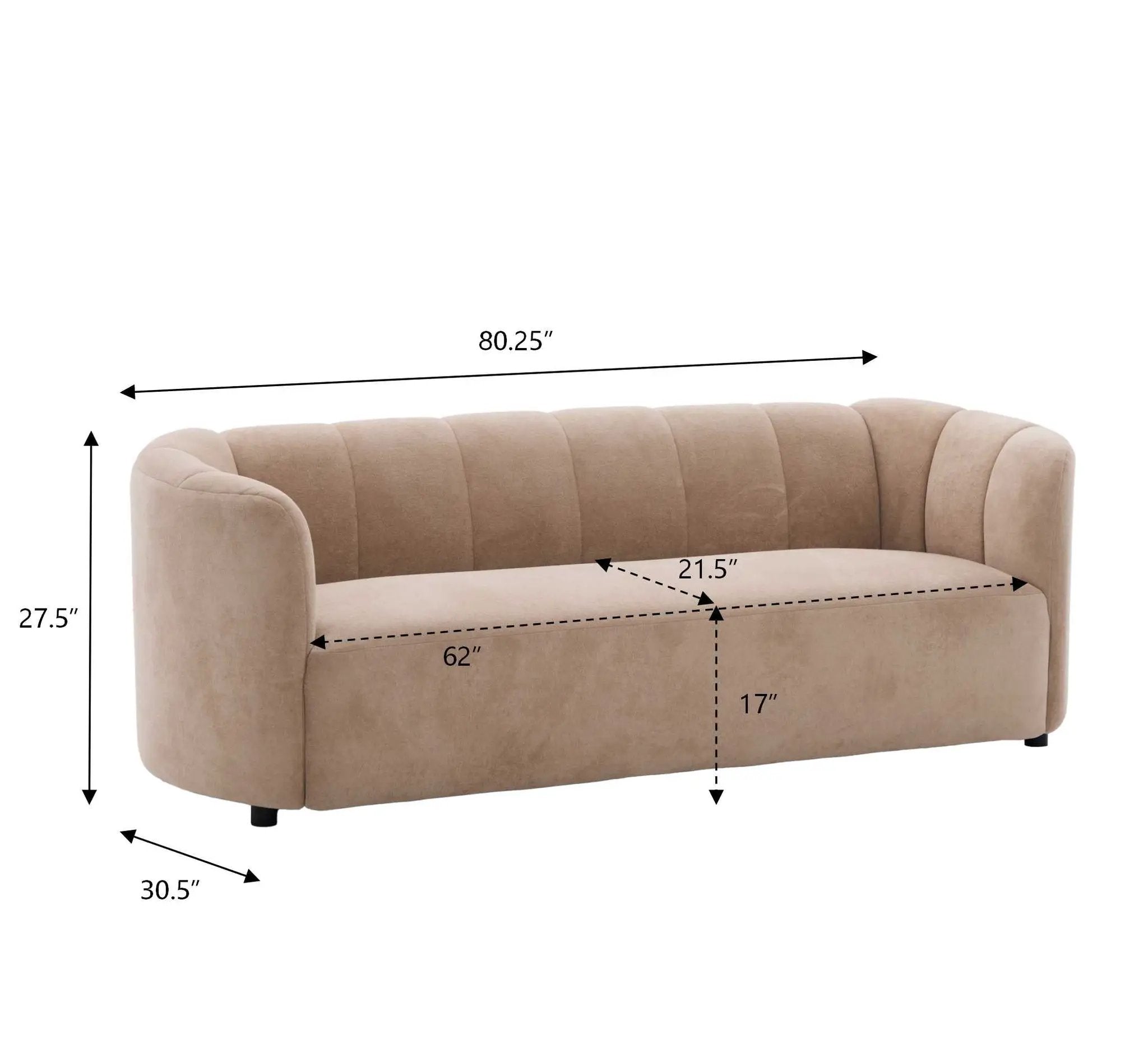 Mirelle 80 in. Modern Curved Velvet Sofa Couch by HouseOfZazla