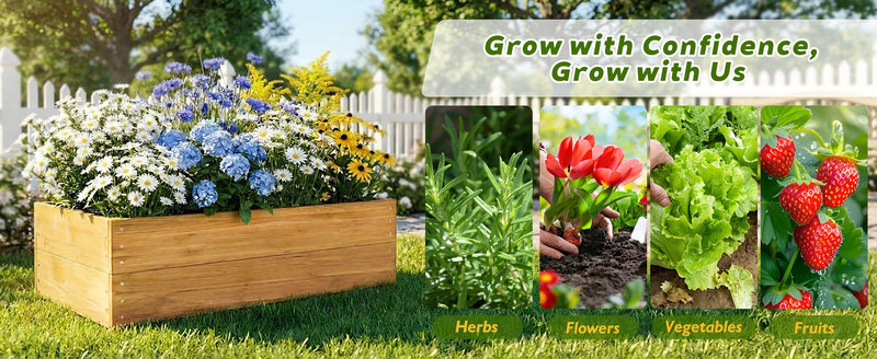 Solid Fir Wood Raised Garden Bed with Liner - Outdoor Planter Box, photo 3 of 10