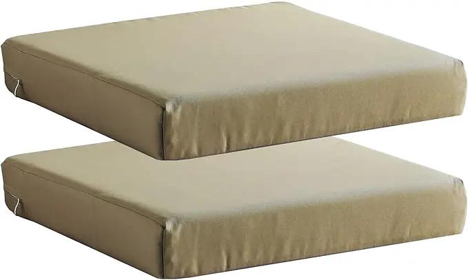 Patio Chair Cushions Non Slip Bottom Chair Pad with TiesSet of 2 Waterproof Square Outdoor Seat Cushion Replacement for Garden Swing Furniture 18x18 Inch, Light Khaki by GreenHaven Gardens