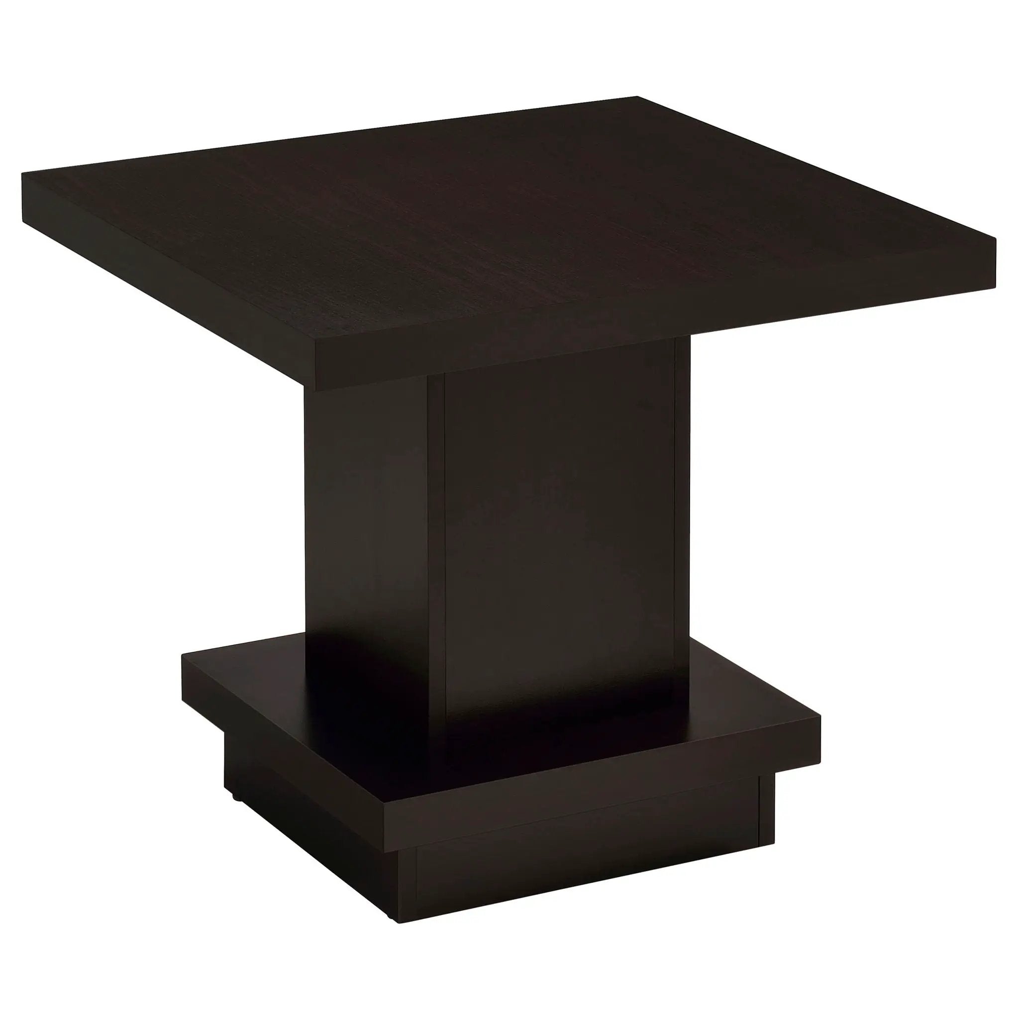 Mbala - Square Pedestal End Table - Cappuccino by HouseOfZazla
