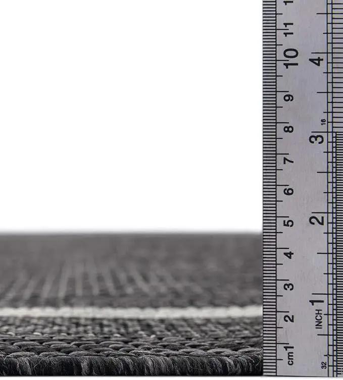 Unique Loom Outdoor Border Collection Area Rug - Soft Border (6' 1" Square Black/Ivory) by GreenHaven Gardens