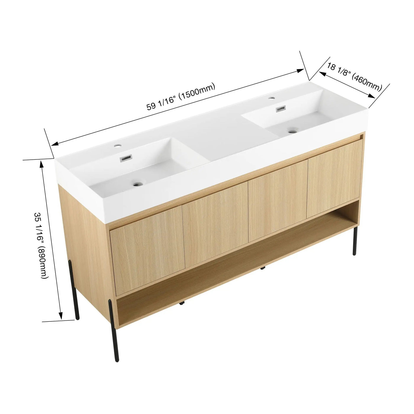 Modern Bathroom Vanity Combo With Single Resin Sink And Storage Cabinet by HouseOfZazla