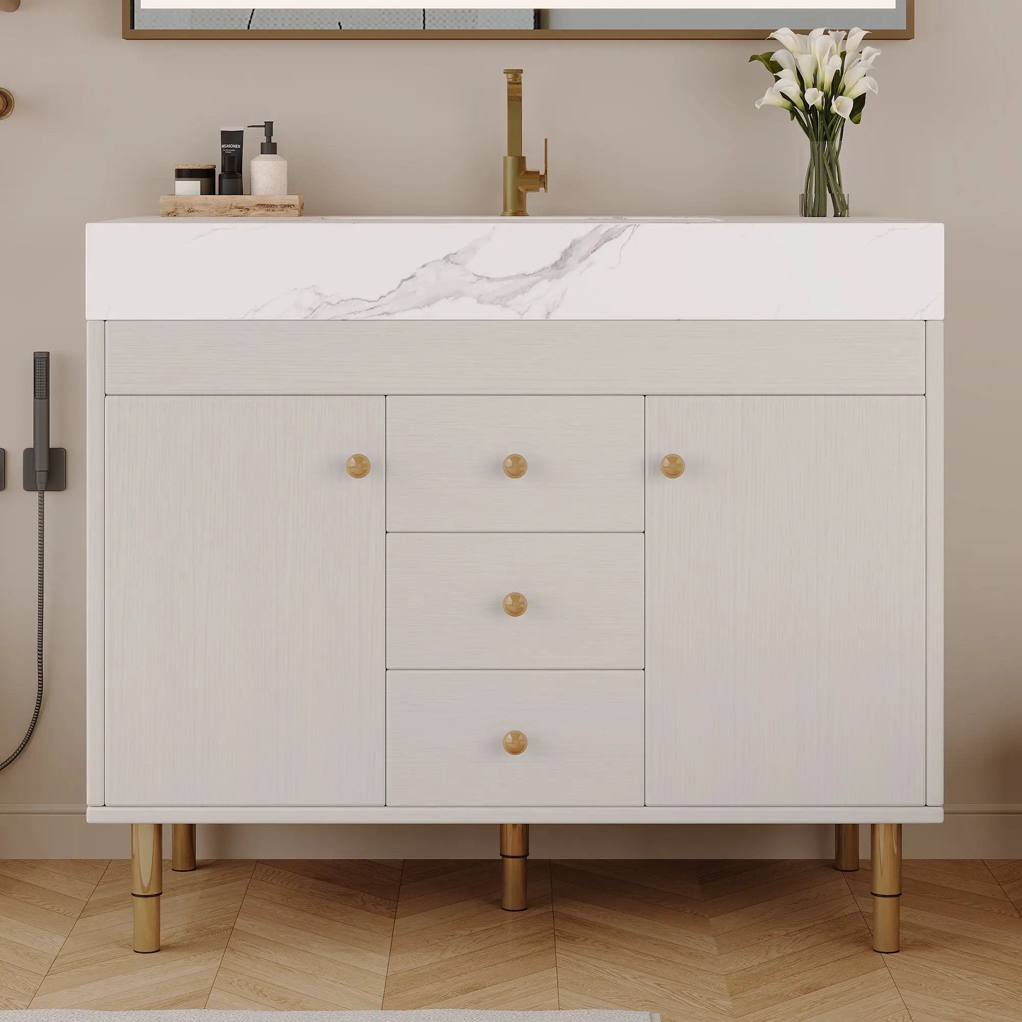 36 in Modern Free-standing Bathroom Vanity with Ceramic Sink & Ample Storage by HouseOfZazla