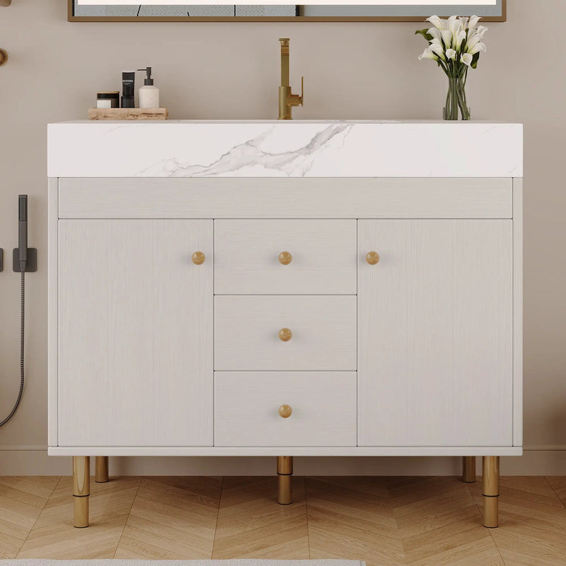 36 in Modern Free-standing Bathroom Vanity with Ceramic Sink & Ample Storage by HouseOfZazla