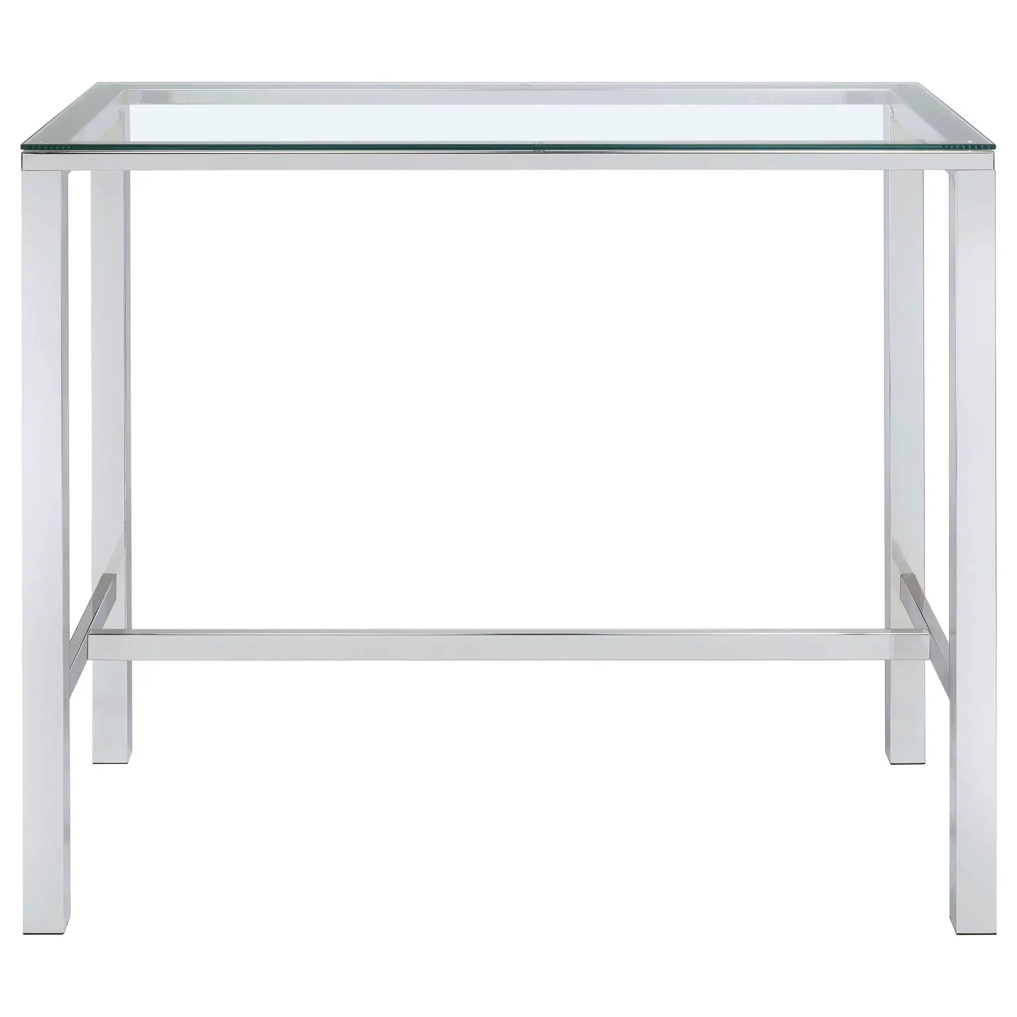 Tolbert Rectangular 47-inch Glass Top Pub Bar Table Chrome by Unique Piece Furniture