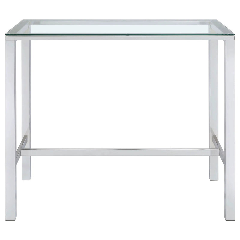 Tolbert Rectangular 47-inch Glass Top Pub Bar Table Chrome by Unique Piece Furniture
