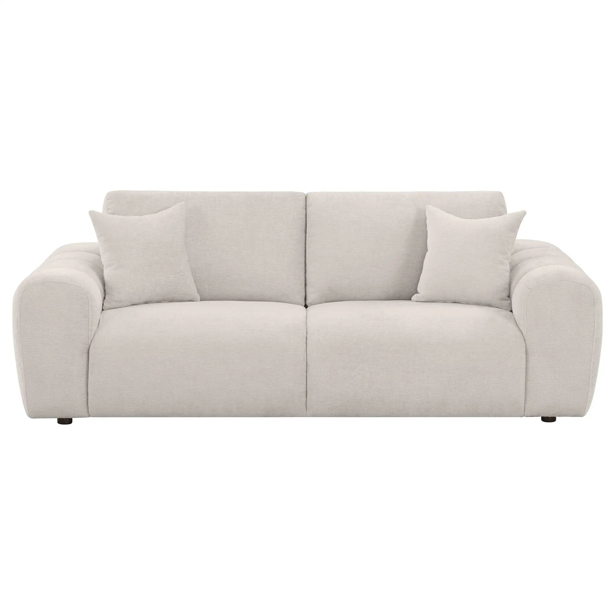 Burnett Chenille Upholstered Wide Arm Sofa Ivory by Unique Piece Furniture