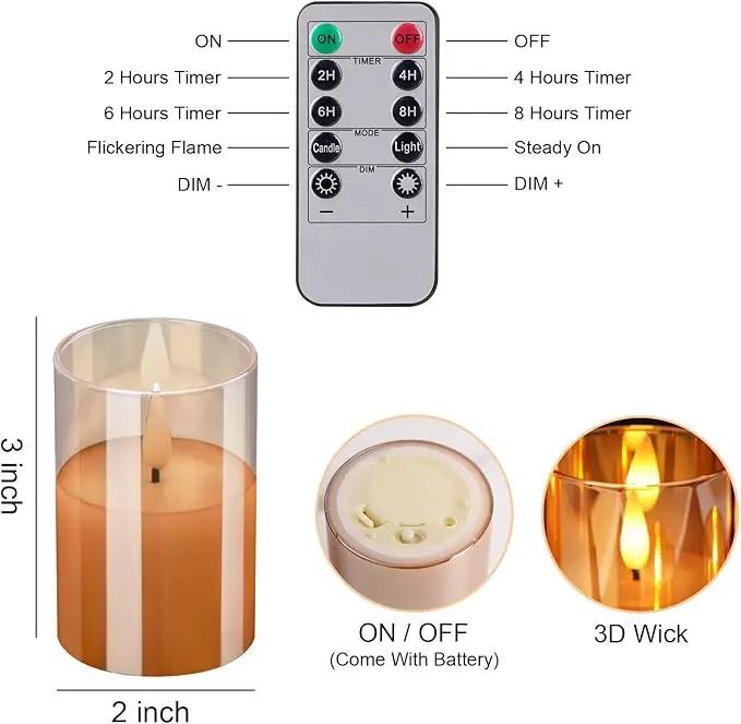 6Pack Glass Flickering Flameless Candles with Remote, 2"X3" Real Wax Votive Candles Battery Operated, Small Electric LED Candles for Wedding Home Decor, w/4 Timers+2 Lighting Modes [Gold] by GreenHaven Gardens