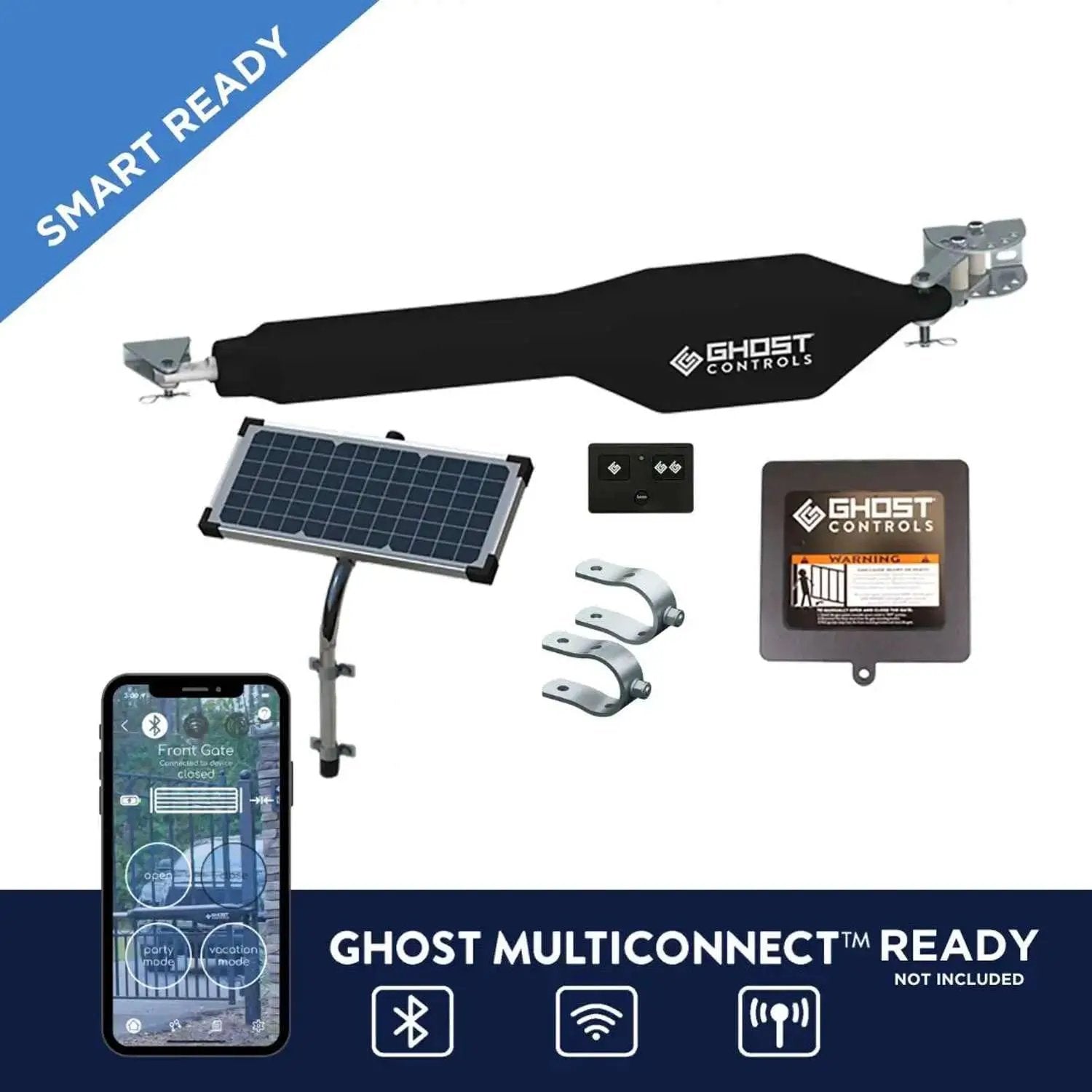 GC GHOST CONTROLS Solar Heavy-Duty Automatic Gate Opener Kit for Driveway Swing Gates with Long-Range Solar Gate Opener Remote - Model TSS1XP by GreenHaven Gardens