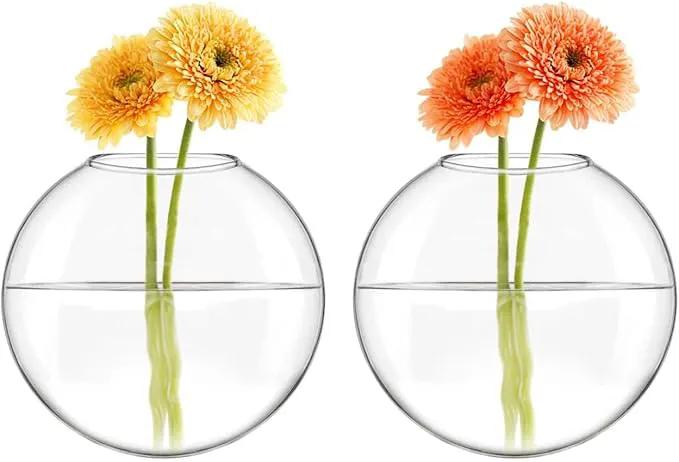 Mkono Wall Hanging Planter Propagation Station Glass Flower Vase for Hydroponics Plants, Bathroom, Home Office Living Room Decor Gift, Oblate Set of 3 by GreenHaven Gardens