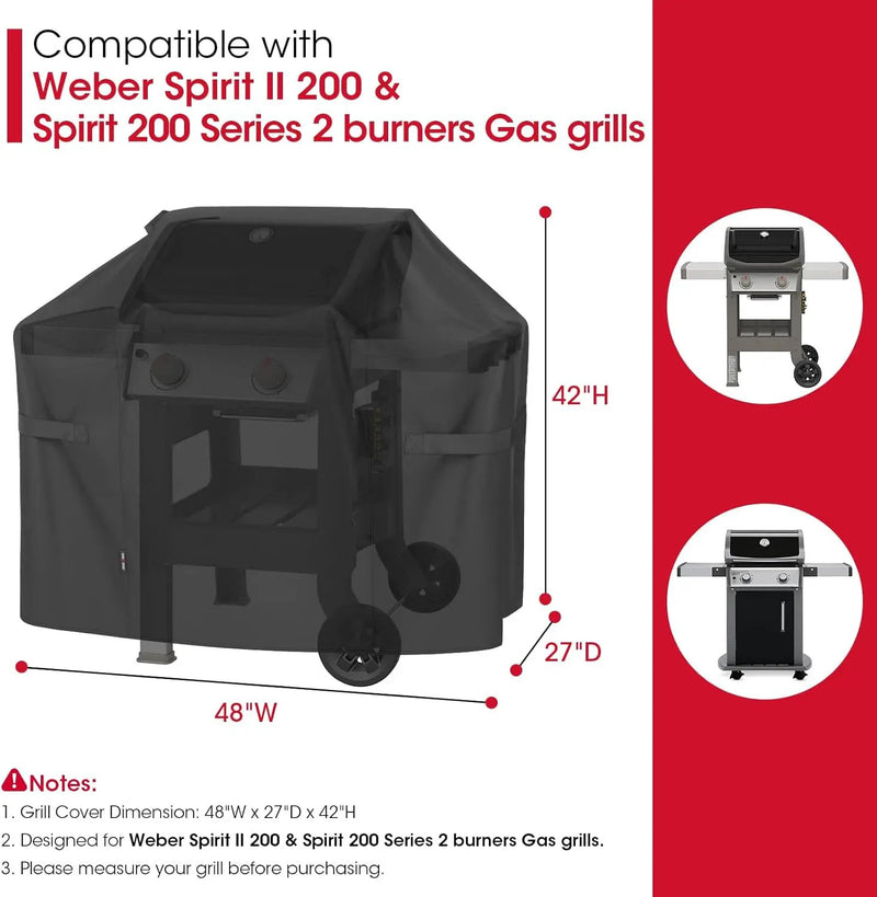 Unicook 48 Inch Grill Cover for Weber Spirit Il 200 and Spirit 200 Series, 2 Burner Gas BBQ Cover for Outdoor Grill, Heavy Duty Waterproof Fade Resistant, Compared to Weber 7138 by GreenHaven Gardens