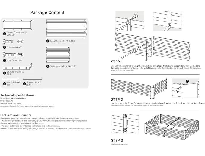 8x2x1ft Metal Raised Garden Bed Kit，Galvanized Garden Bed Box for Vegetables, Flowers, Herbs, and Succulents,120 Gallon Capacity - Green by GreenHaven Gardens