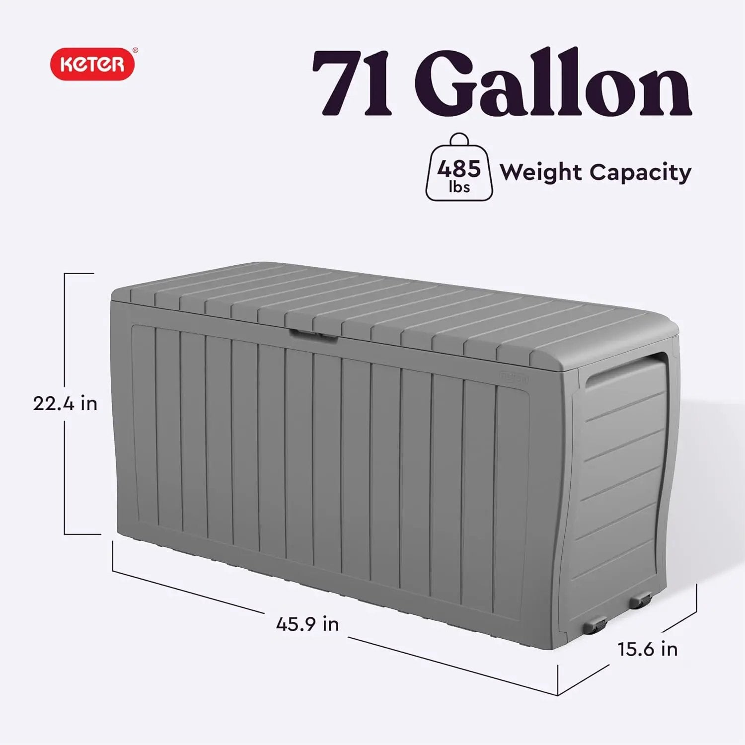 Keter Marvel Plus 71 Gallon Resin Deck Box-Organization and Storage for Patio Furniture Outdoor Cushions, Throw Pillows, Garden Tools and Pool Floats, Light Grey by GreenHaven Gardens