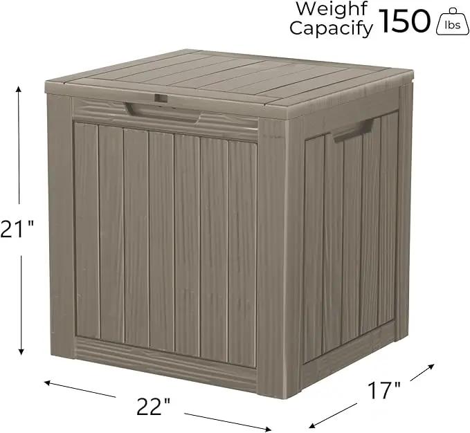 35 Gallon Outdoor Storage Box Waterproof Lockable Resin Deck Box Large, Patio Storage Bin for Pool Accessories Cushion Furniture, Garden Tools, UV-Resistant Outside Delivery Grey by GreenHaven Gardens