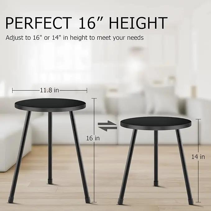 Plant Stand Indoor, Mid Century Wood Plant Stand Black Plant Table for Flower Pots, Tall Metal Plant Holder, Modern Home Decor Small Round Side End Table (11.8"x16") by GreenHaven Gardens