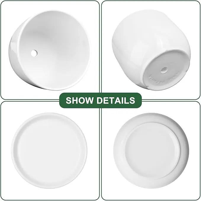 6.7 + 5.5 Inch Plant Pot, Ceramic Planter with Drainage and Saucer, Ceramic Pots for Plants, Indoor Plant pots,Succulent Pot Orchid Pots(Smooth White,Plant Pot Only) by GreenHaven Gardens