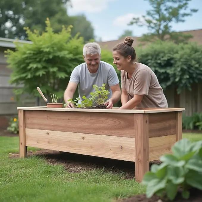 Handmade Custom Heavy Duty Rectangular Raised Cedar Wood Garden Planter Box – 46", 36", 24" – Indoor/Outdoor Farmhouse Style for Flowers & Vegetables – Made in USA (24" L x 15.5" W x 16.5" H) by GreenHaven Gardens