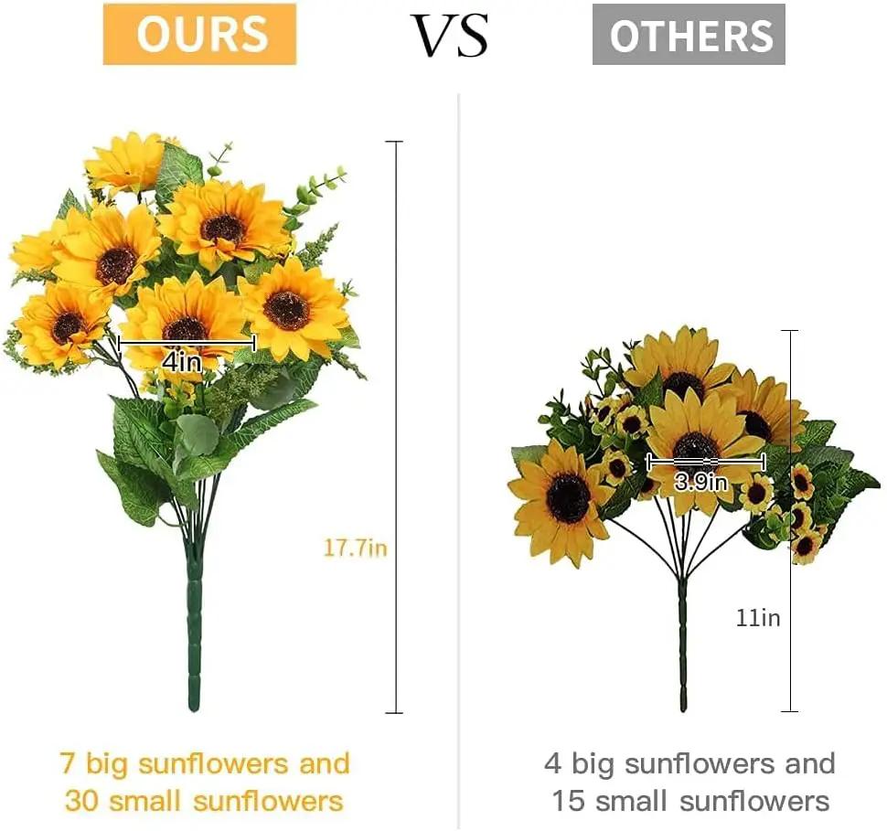 AmyHomie Artificial Sunflower Bouquets,2 Bunches Fake Flowers for Outdoors Baby Shower Home Wedding Fall Decor, Bride Holding Flowers,DIY Garden Craft Art Decor by GreenHaven Gardens