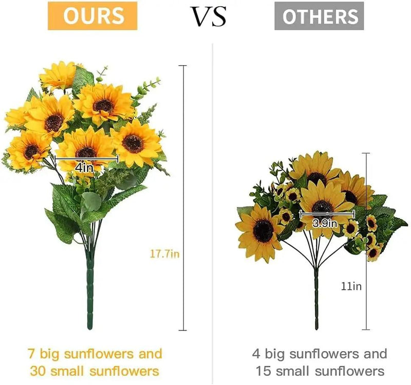 AmyHomie Artificial Sunflower Bouquets,2 Bunches Fake Flowers for Outdoors Baby Shower Home Wedding Fall Decor, Bride Holding Flowers,DIY Garden Craft Art Decor by GreenHaven Gardens