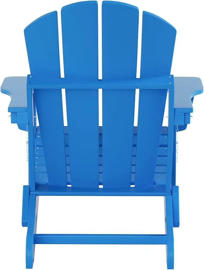 WO Home Furniture Adirondack Chairs Table Set of 3 PCS Outdoor Folding Chairs Coffee Table Weather/UV Resistant for Lawn, Garden, Bon Fire, Balcony (Pacific Blue) by GreenHaven Gardens