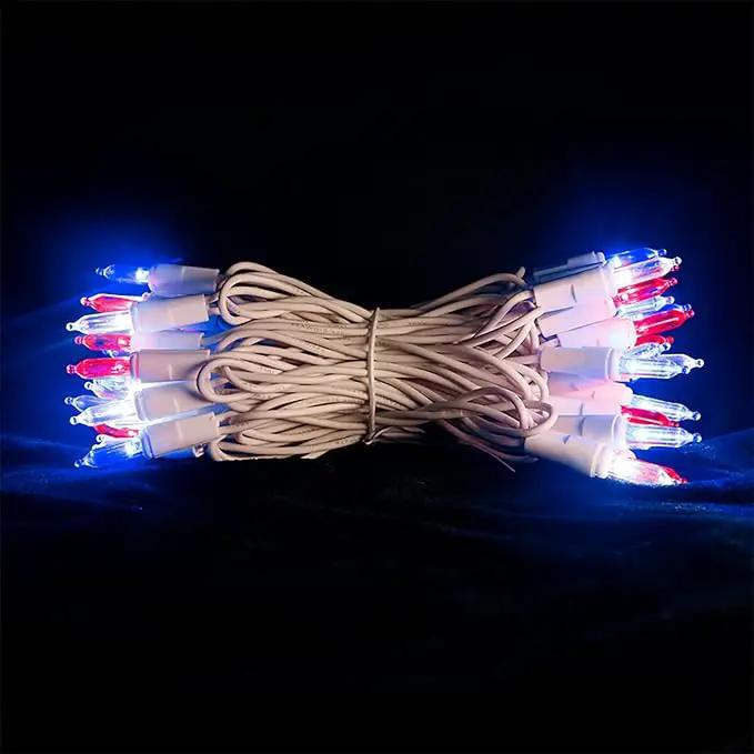 Red White and Blue LED Christmas Lights - 35 Count 4th of July String Lights for Small Tree, Crafts, Independence Day Patriotic Decorations, 11 Feet White Wire, UL Certified, Connectable by GreenHaven Gardens