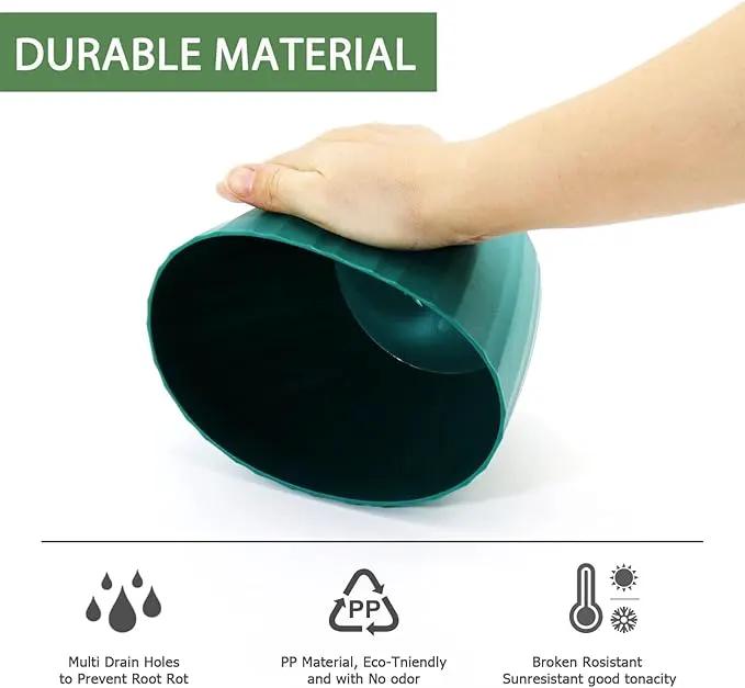 7 Inch Plant Pots Bulk, 6 Pack Plastic Planters with Drainage Holes and Saucers for Indoor Outdoor House Plants and Flowers, Colorful by GreenHaven Gardens
