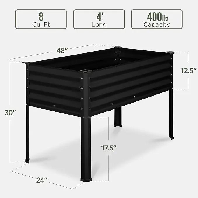 Best Choice Products 48x24x30in Galvanized Raised Garden Bed, Metal Elevated Planter Box, Vegetable Garden for Backyard, Patio, Balcony - Black by GreenHaven Gardens